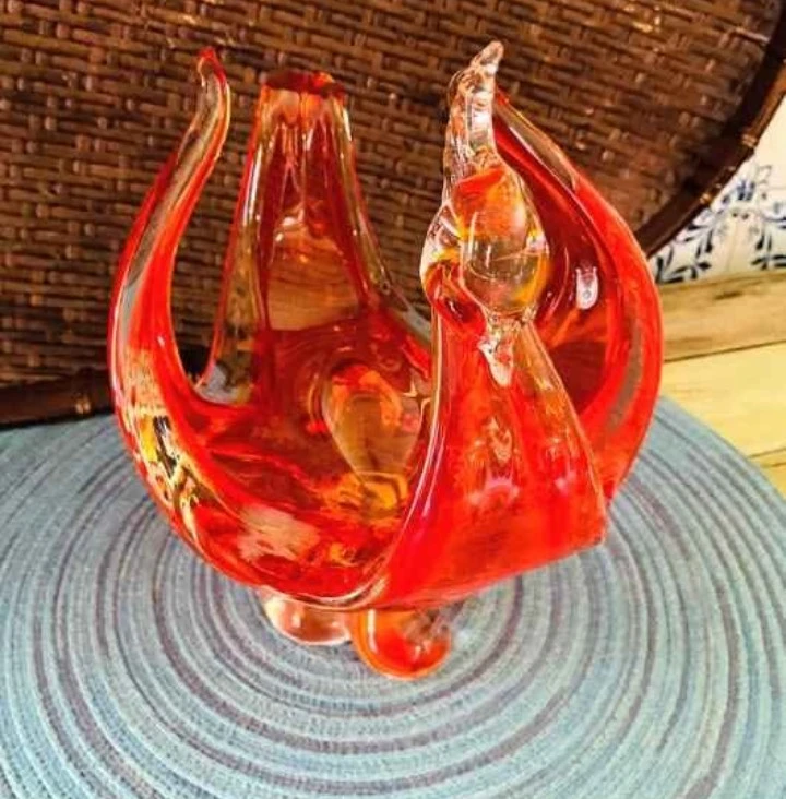 Chalet Loraine Orange Glass Swan Candy Dish - photo 3