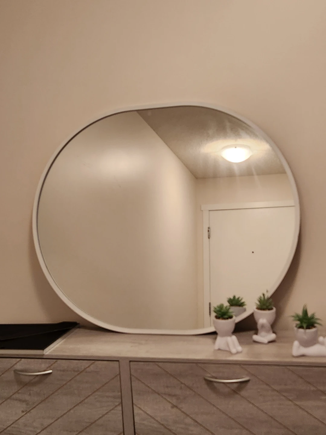Oval Mirror with White Frame
