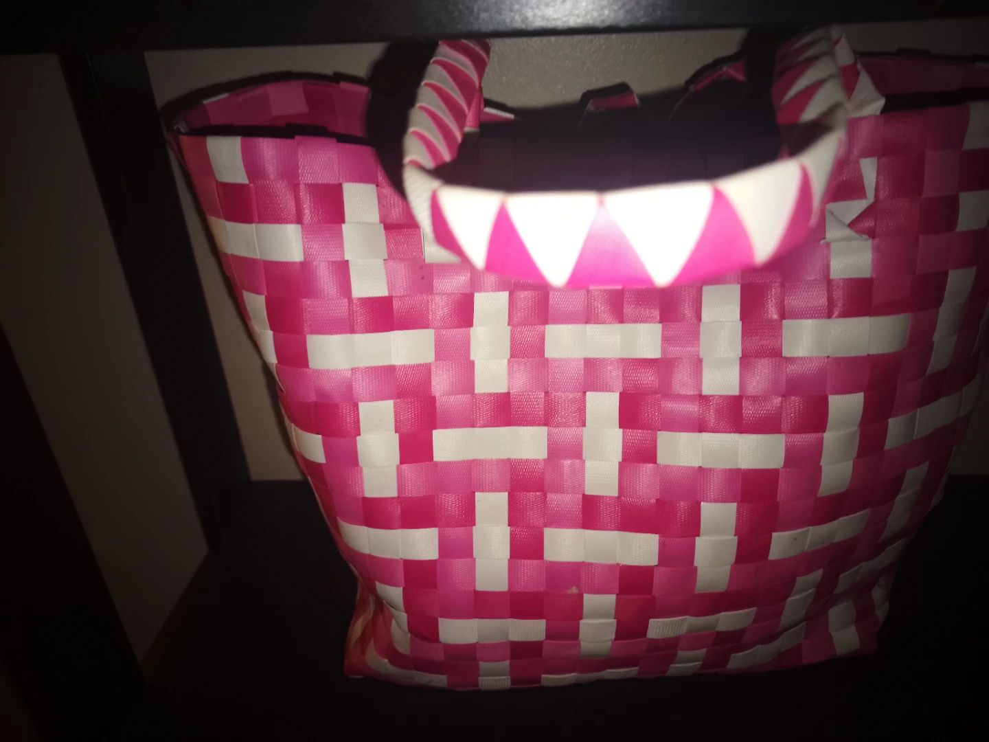 Pink and White Woven Tote Bag - photo 2
