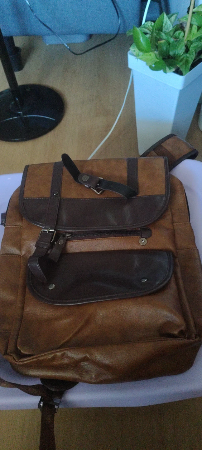 Brown Faux Leather Backpack - photo 2