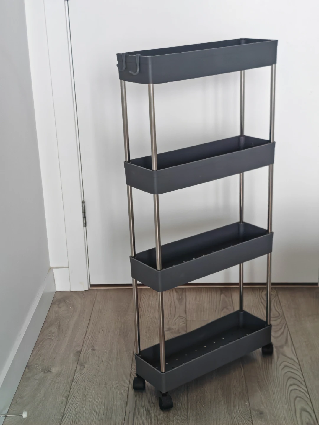 Slim 4‑Tier Rolling Storage Cart – 40 cm Wide, 89 cm Tall