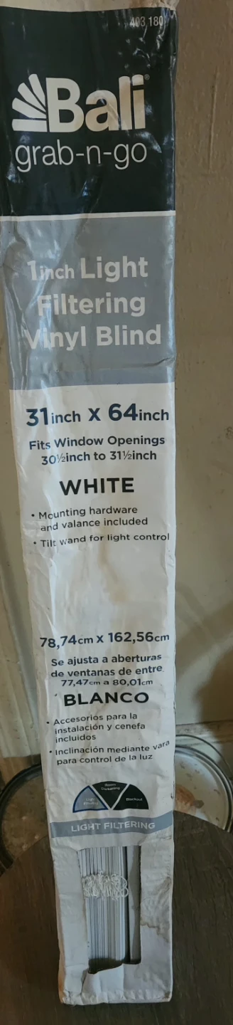 Bali 31x64 inch Light Filtering Vinyl Blind White