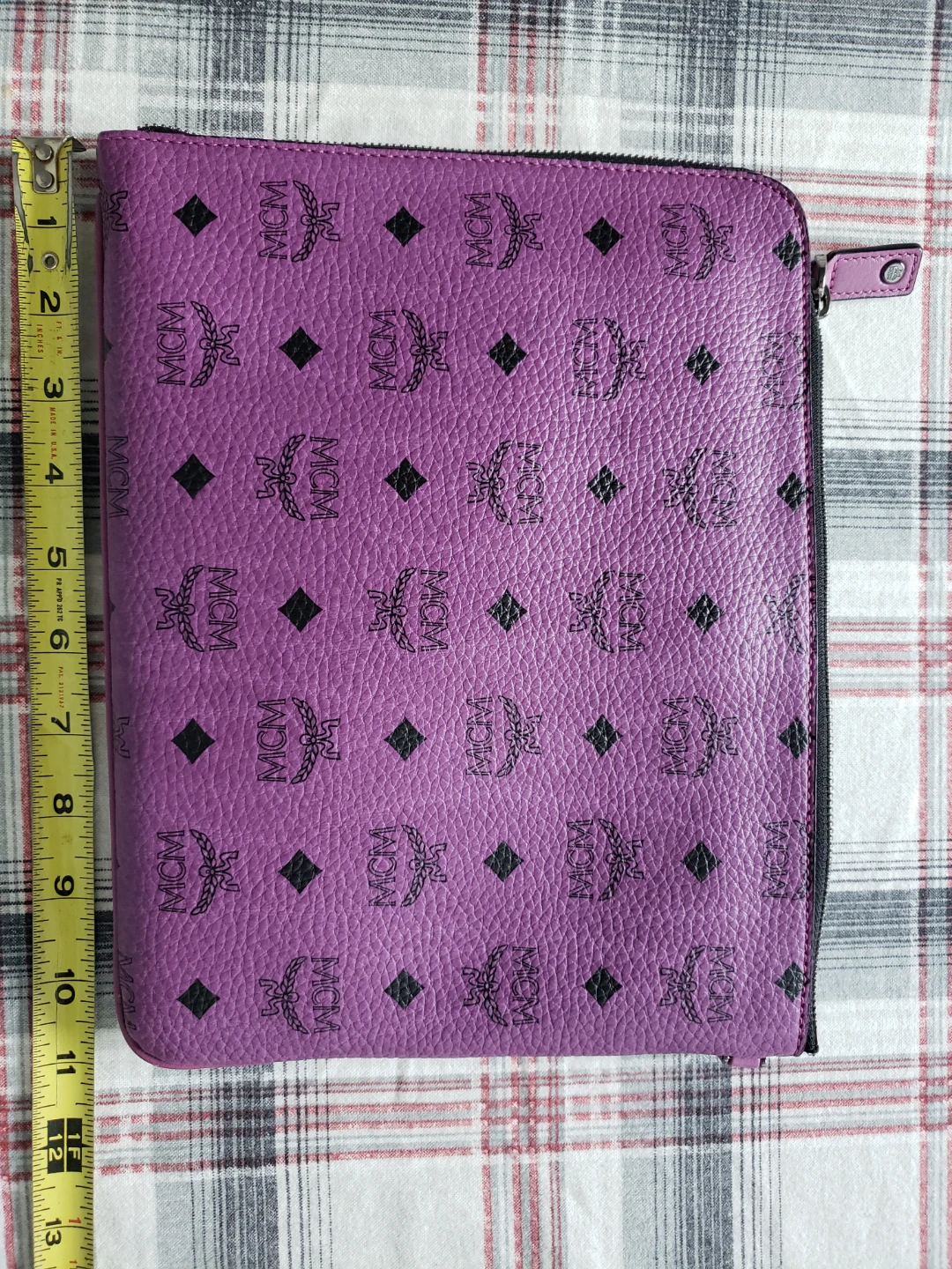 MCM Studded Logo Zip Pouch Clutch Lavender - photo 3