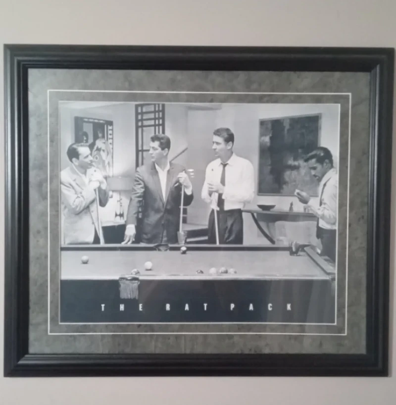 Framed "The Rat Pack" Pool Scene Print