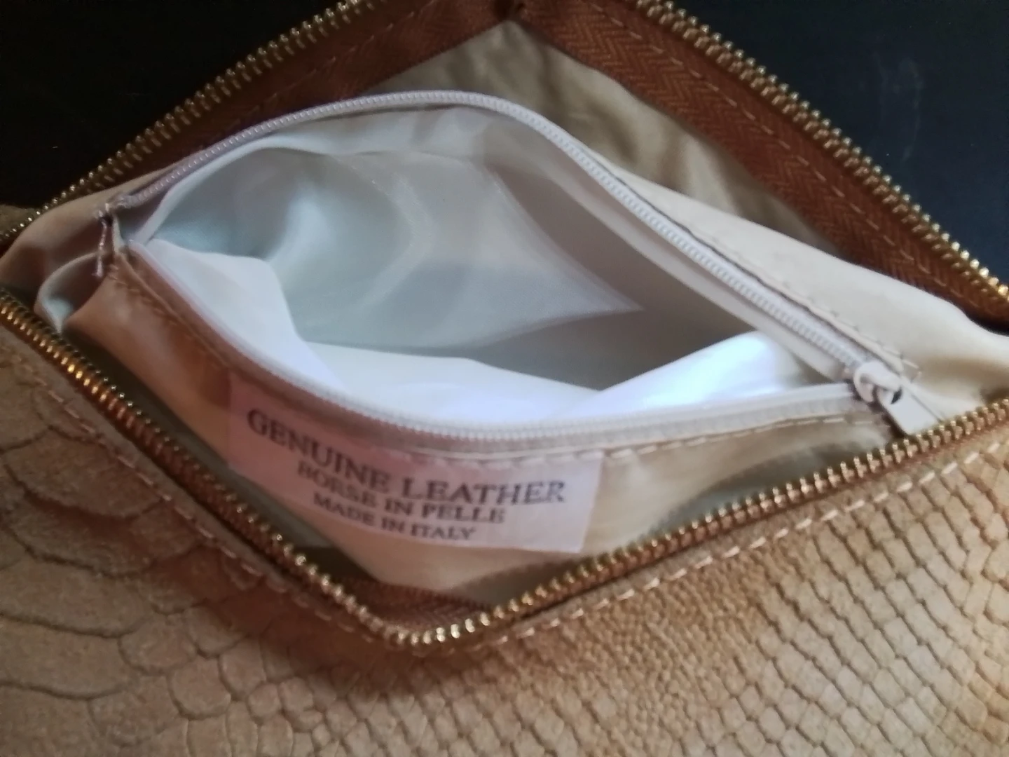 Tan Leather Clutch Purse with Tassels Italy - photo 5