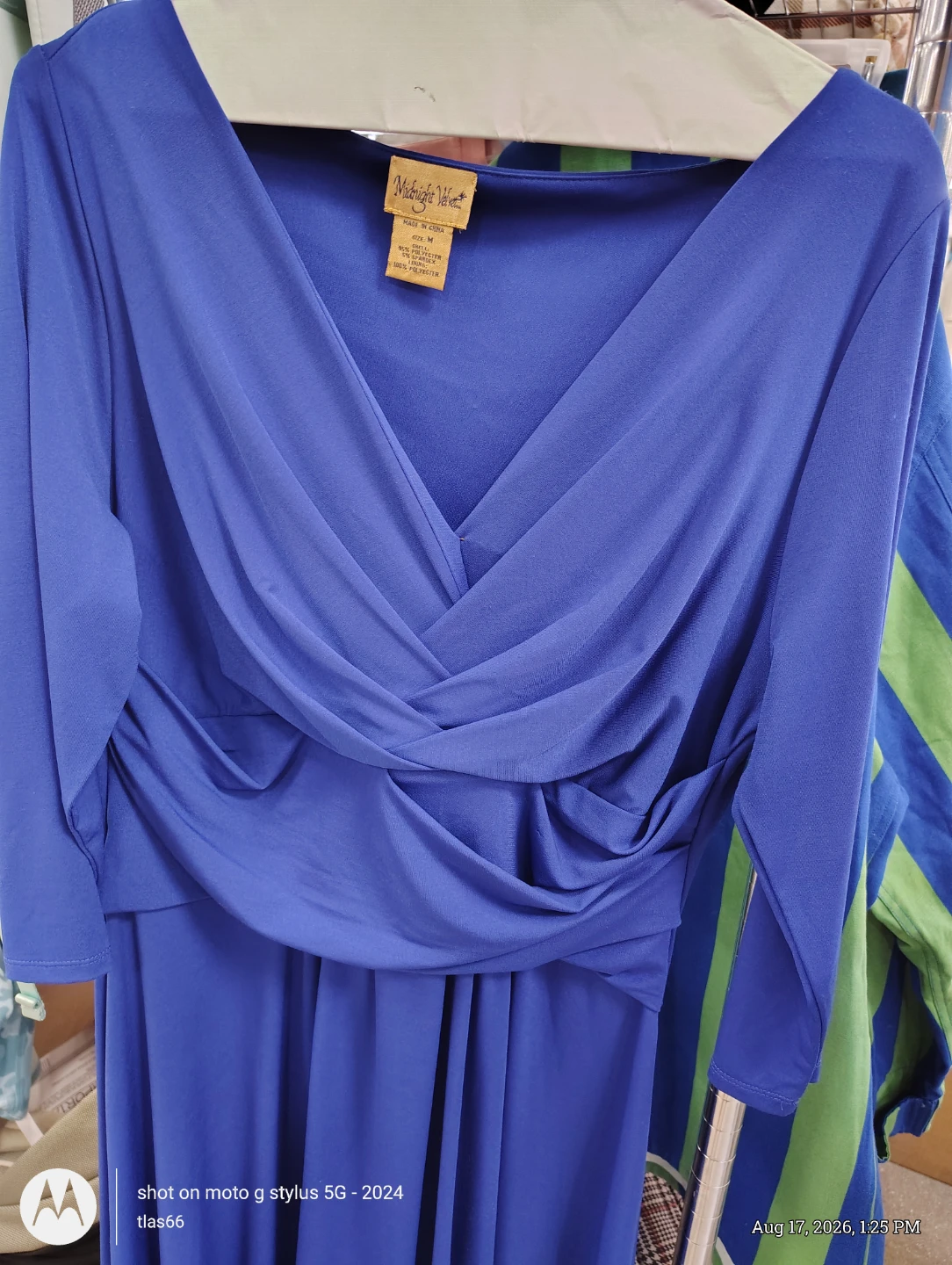Midnight Velvet Royal Blue V-Neck Drape Dress - photo 3