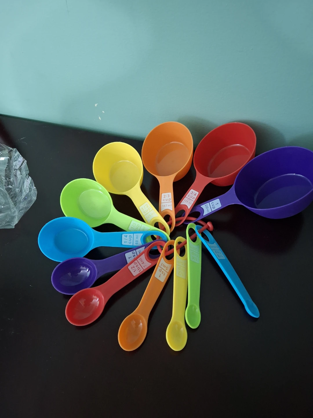 Colourful Set of 10 Measuring Cups and Spoons