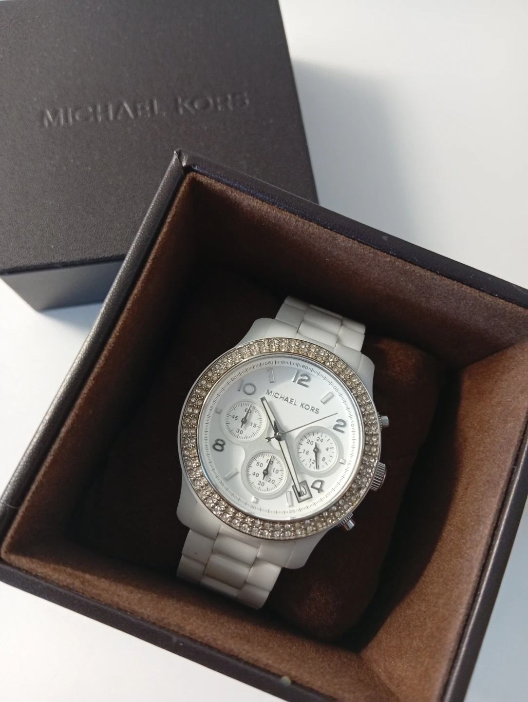 Michael Kors White Chronograph Watch with Box