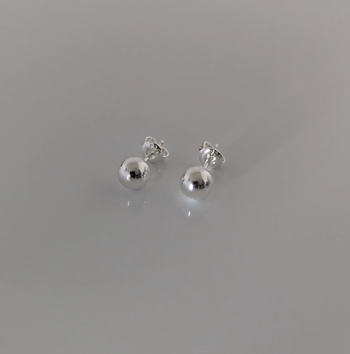 Classic 6mm Silver Ball Stud Earrings (925 Sterling Silver) - photo 2