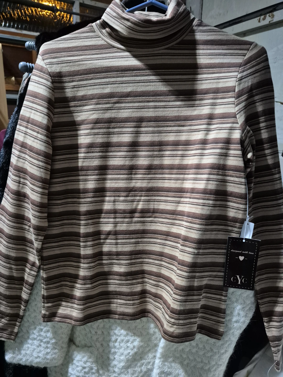 CYC Striped Turtleneck Long Sleeve Shirt - Size L/G