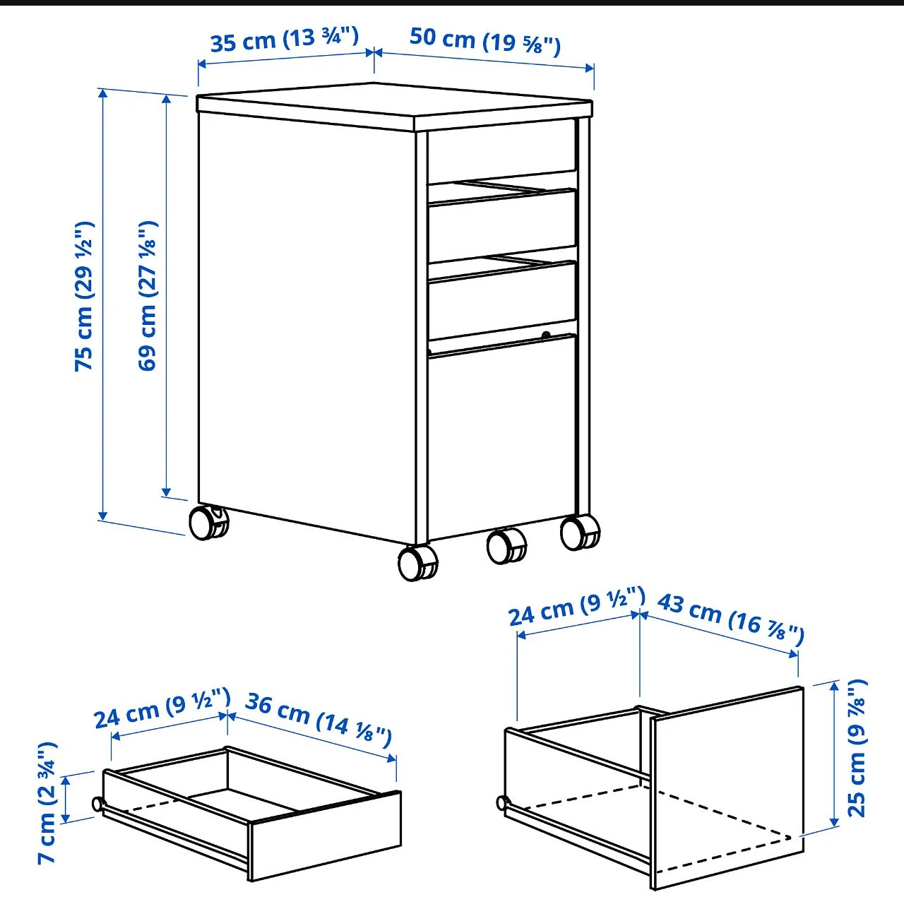 Ikea Alex Drawer Unit on Casters - White - photo 2