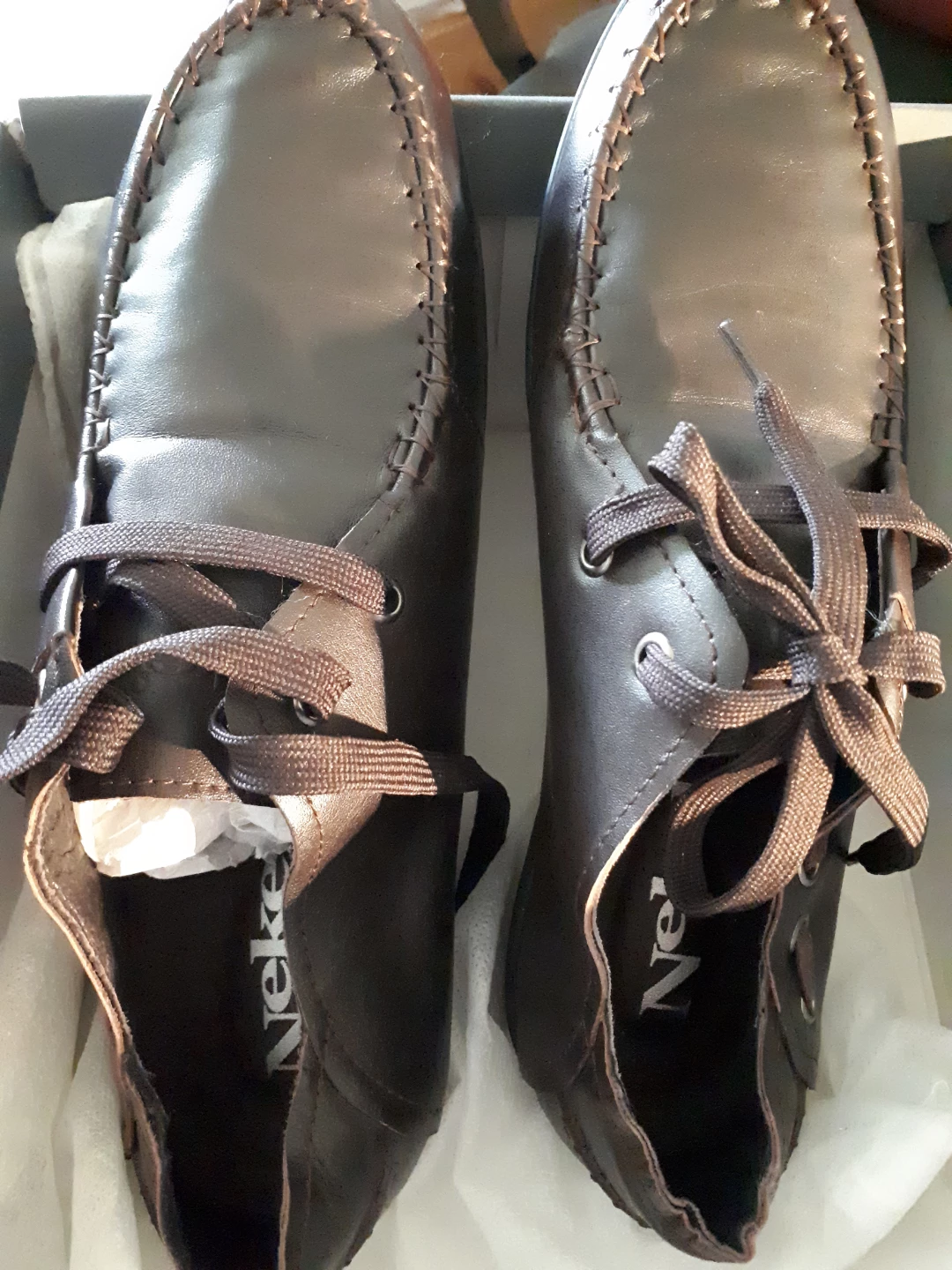 Nekei Men's Brown Leather Boat Shoes