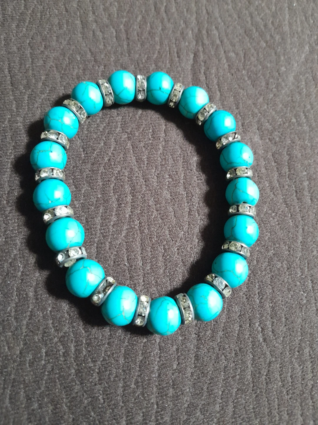 Turquoise and Rhinestone Stretchy Bracelet
