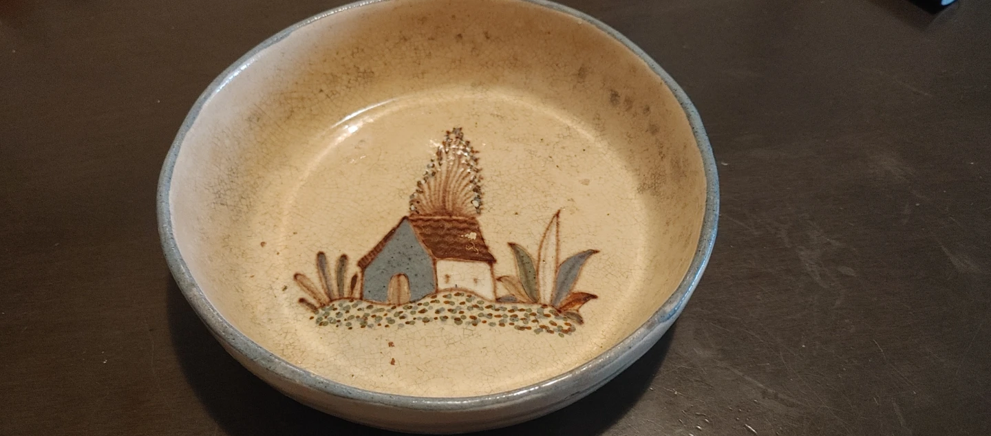 Ceramic Bowl with Farmhouse Scene