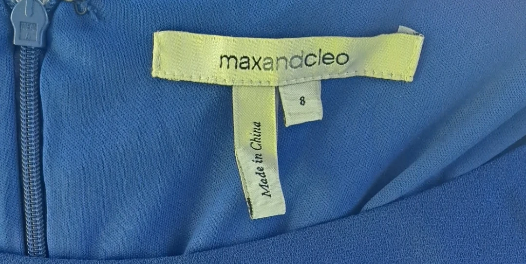 Max & Cleo Blue Lace Trim Dress Size 8 - photo 2