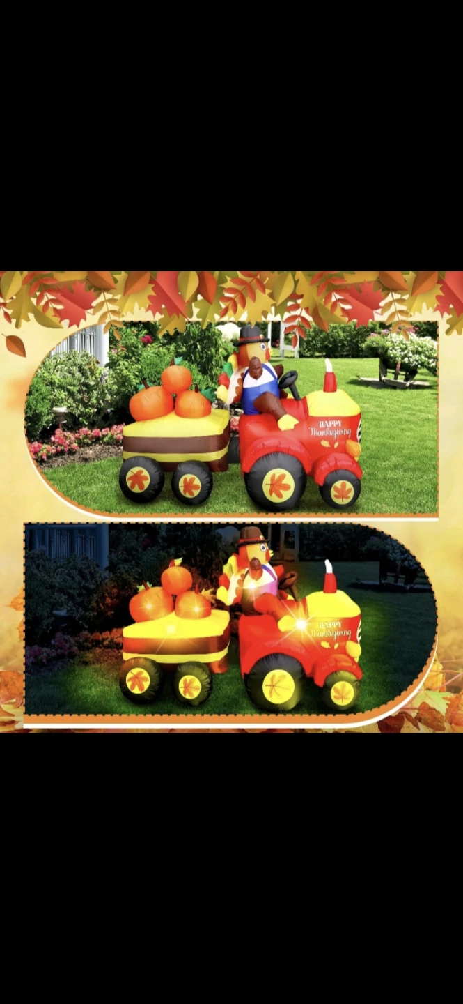 New Inflatable Thanksgiving Turkey Tractor Yard  decoration - photo 3