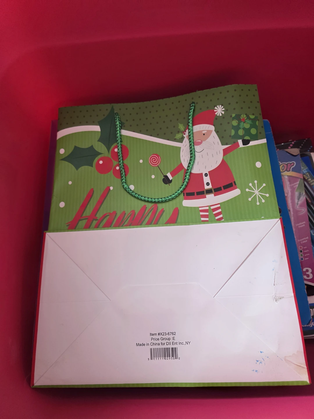 Happy Holidays Gift Bag with Santa Design