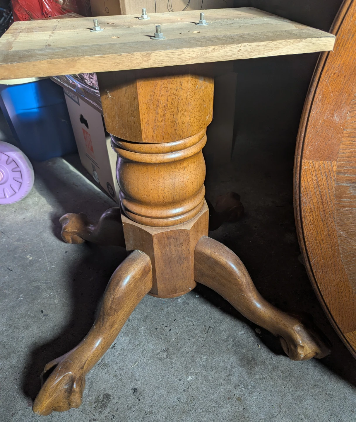 Round Oak Pedestal Dining Table Top - photo 2