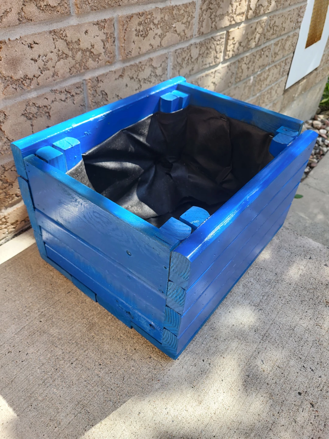 Rustic Blue Wooden Planter Box with Liner - photo 2