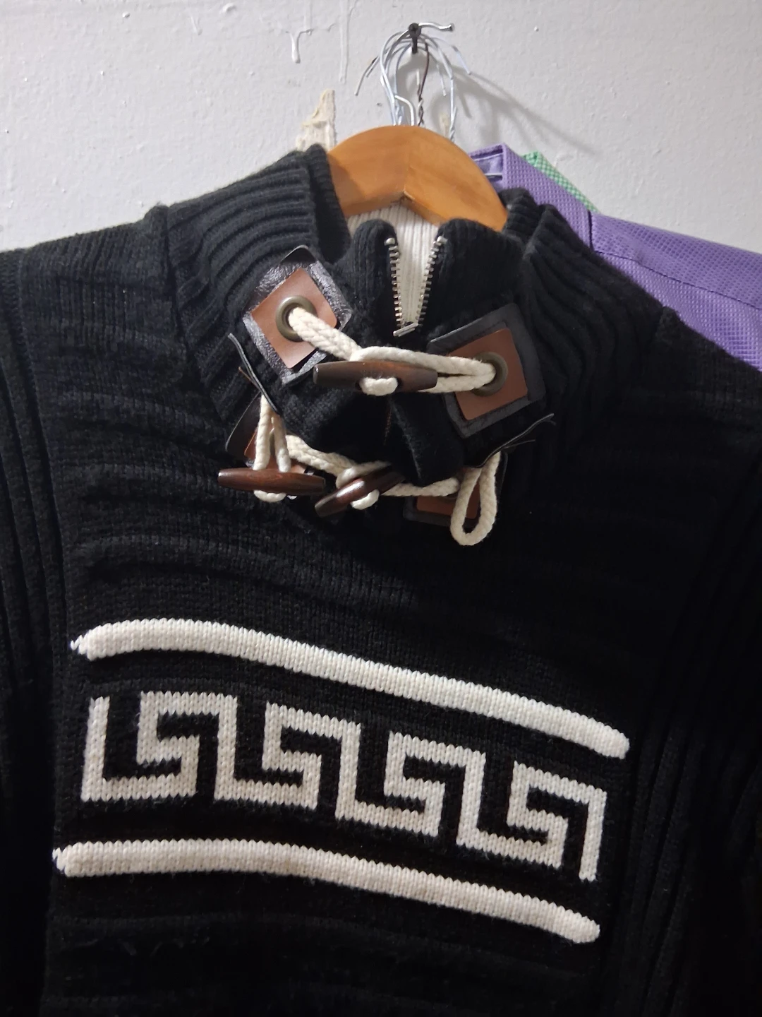 LCR Premium Black Sweater with Geometric Design