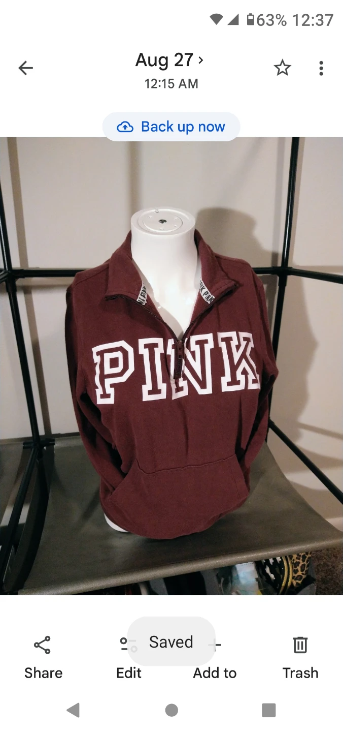 Victoria's Secret PINK Quarter-Zip Maroon Pullover Sweatshirt XS - photo 3