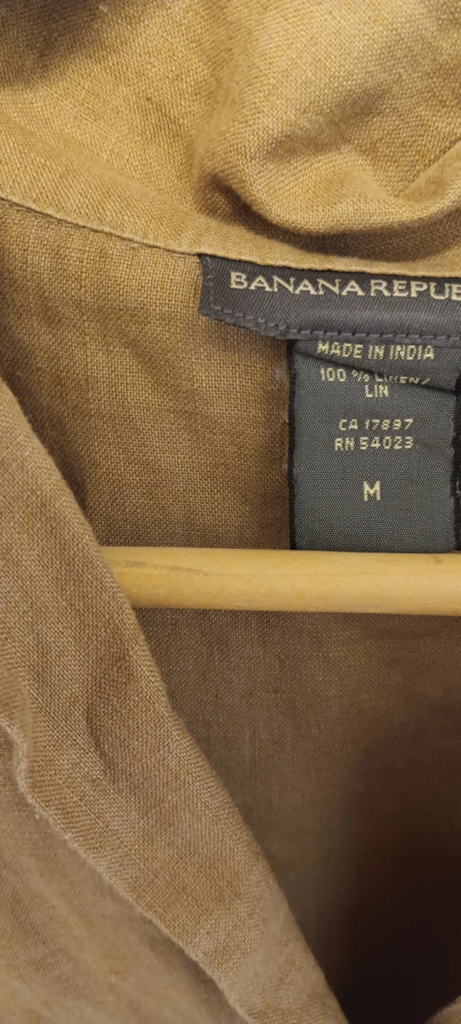 Banana Republic Brown/mustard Linen Blend Short Sleeve Shirt - photo 3