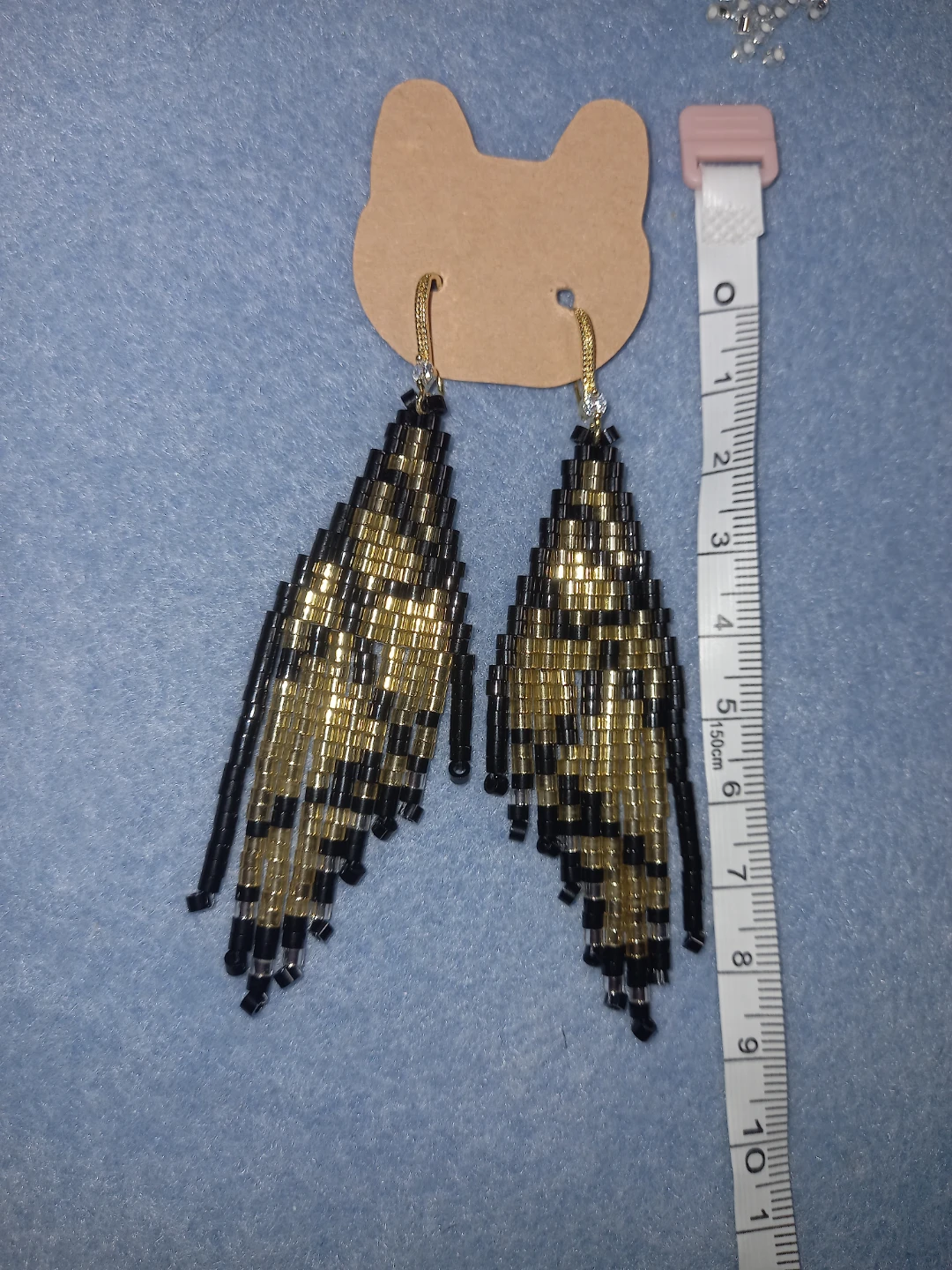 18K Gold Plated 🌟 Beaded Leopard Print Feather Dangle Earrings - photo 2