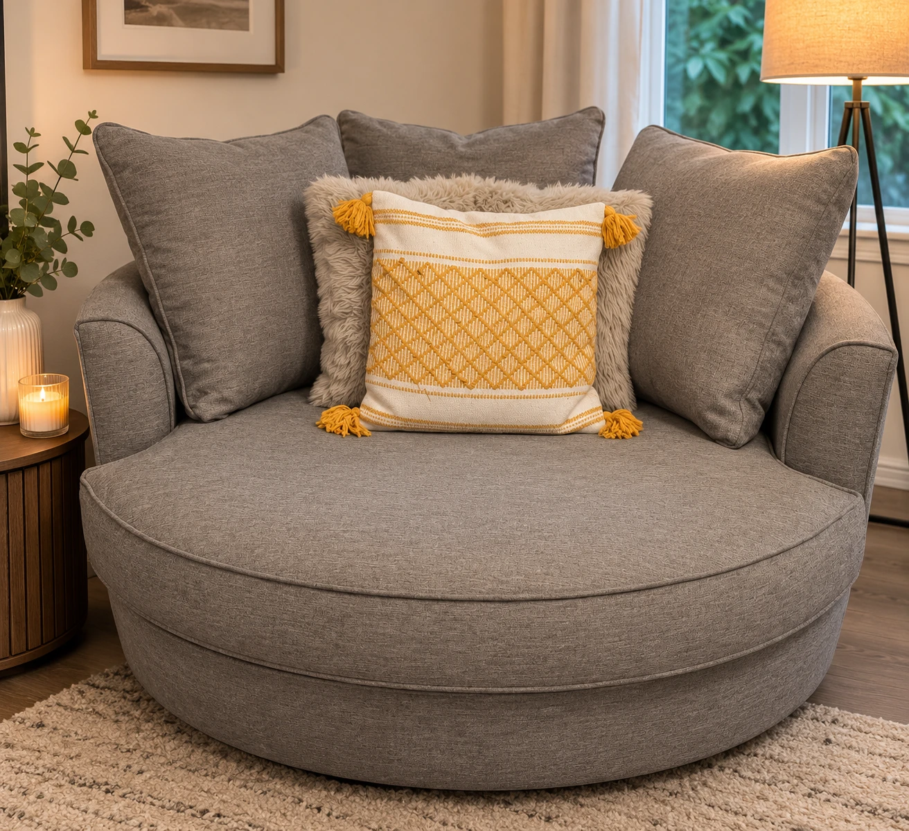 Grey Round Accent Chair