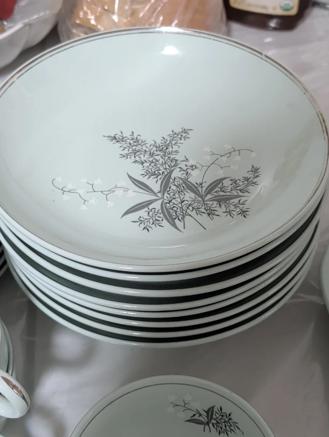 Vintage Dinnerware Set - Light Blue lily of the valley flowers - photo 5