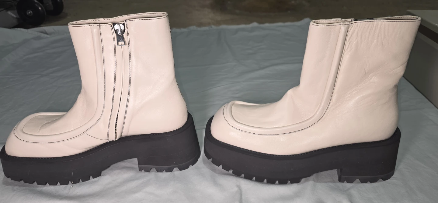 Marni Cream Leather Platform Boots with Zipper - photo 3