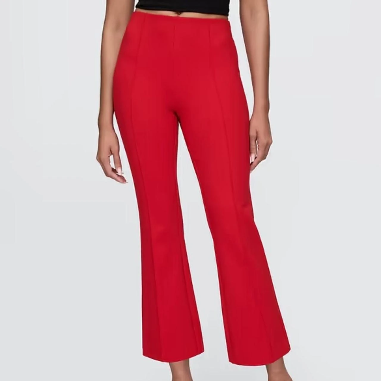 Red kick flare pants