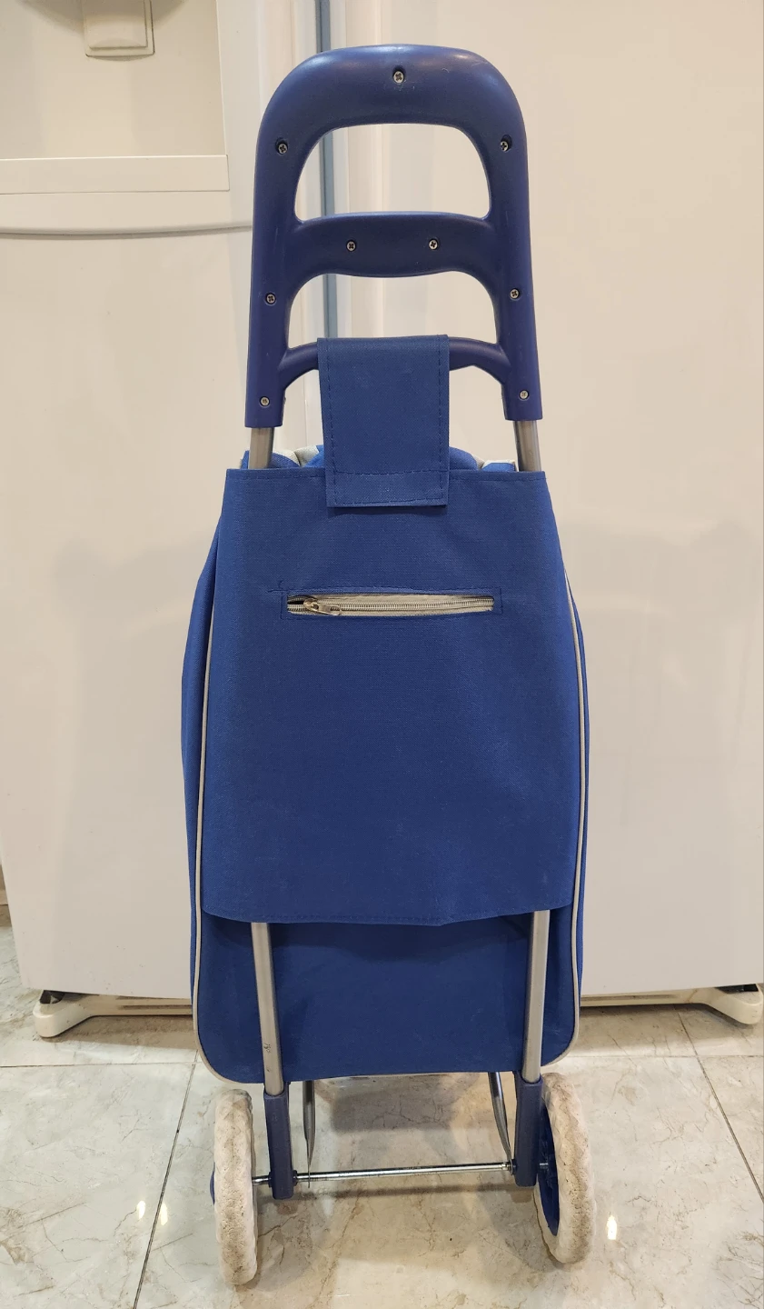 Blue and Grey Rolling Shopping Cart - photo 2