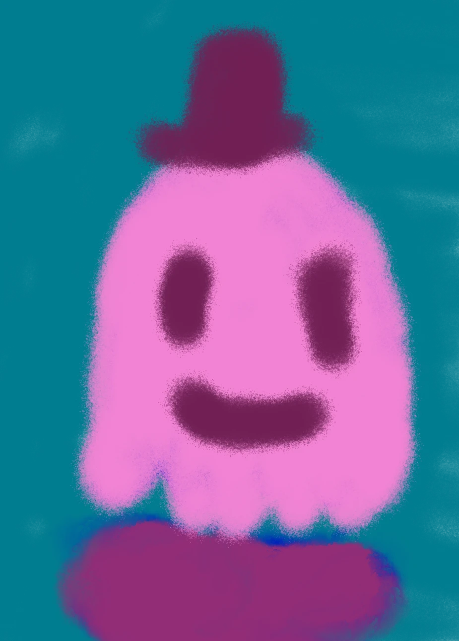 Device drawn Ghost Figure with Hat can be customized if wanted