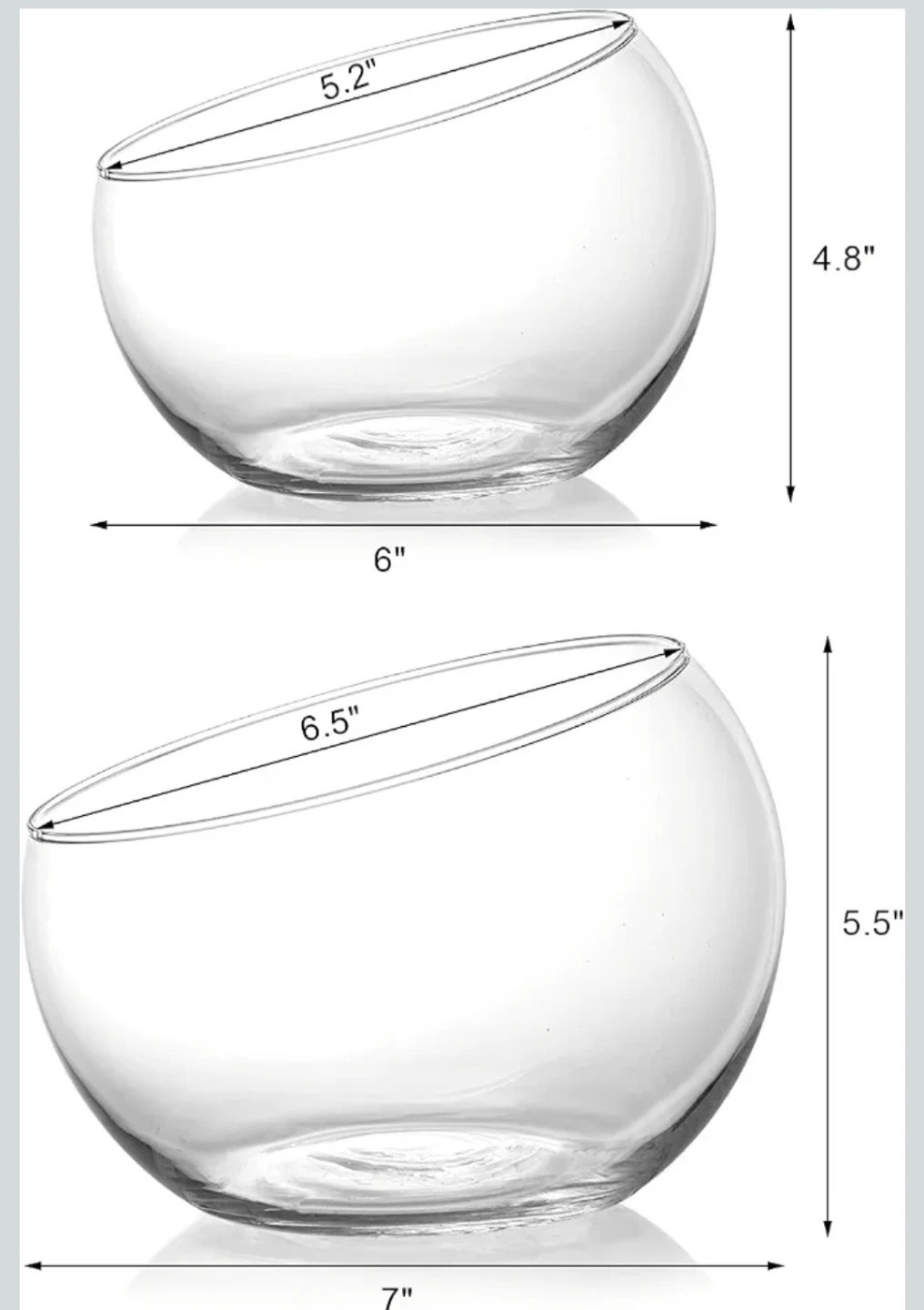 YOUEON 2 Pcs Glass Slant Cut Bowl Vase - photo 2