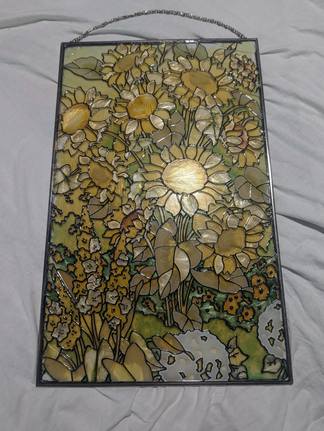 Stained Glass Sunflowers Panel