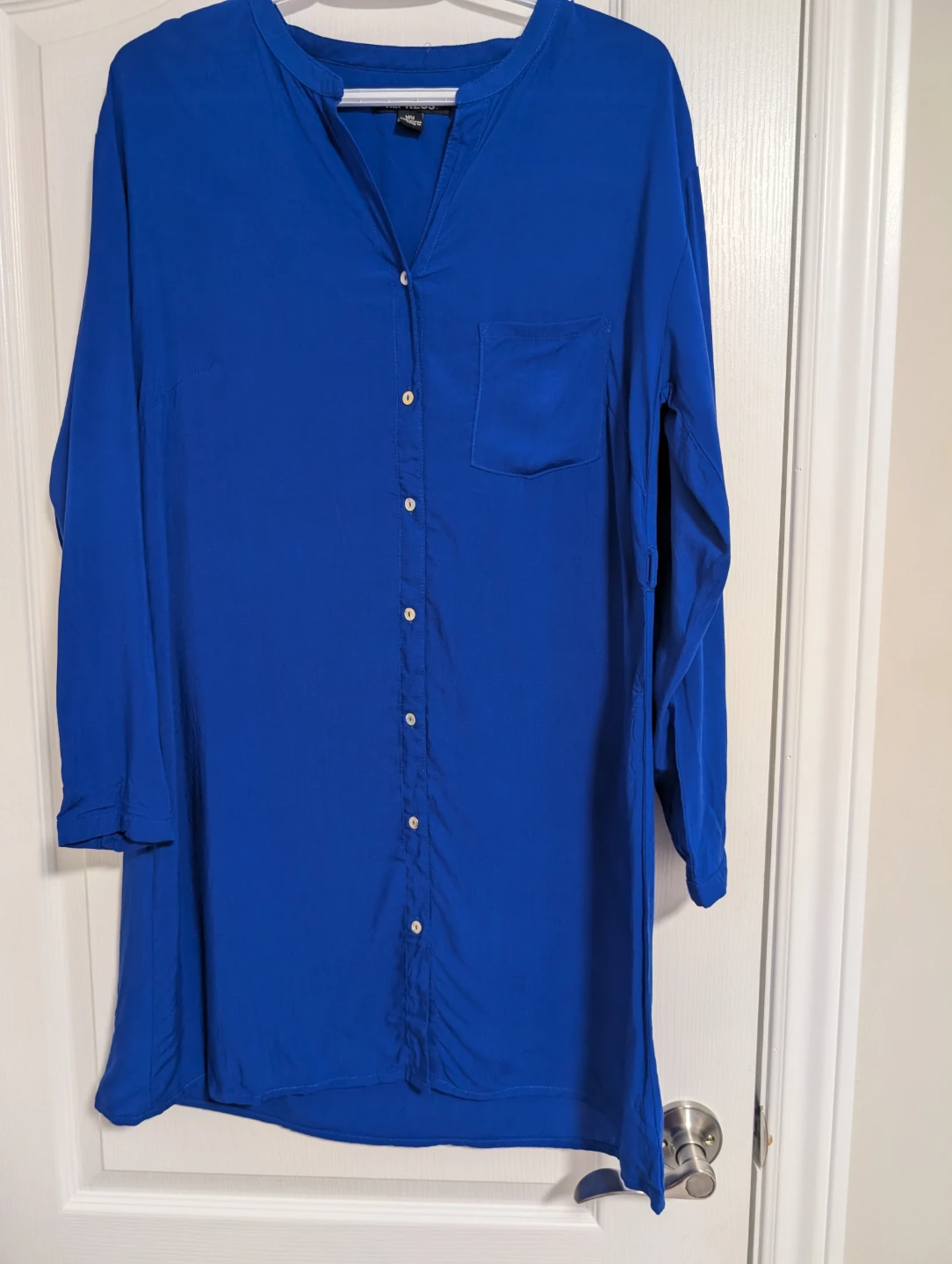 Royal Blue Button-Up Shirt Dress without belt. - photo 3