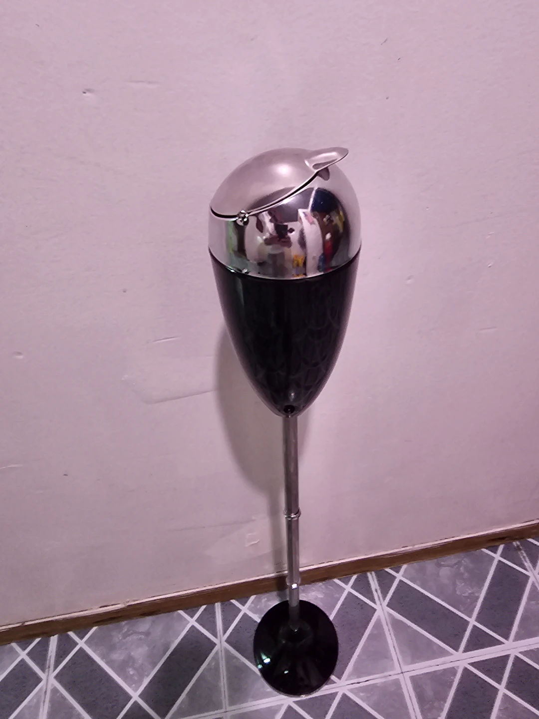 Chrome and Black Ashtray Stand - photo 2