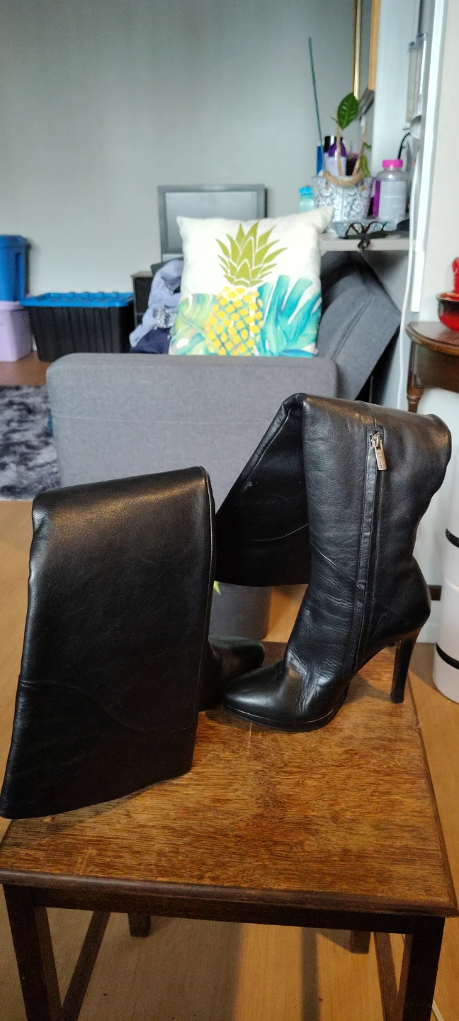 Black Leather Knee-High Boots
