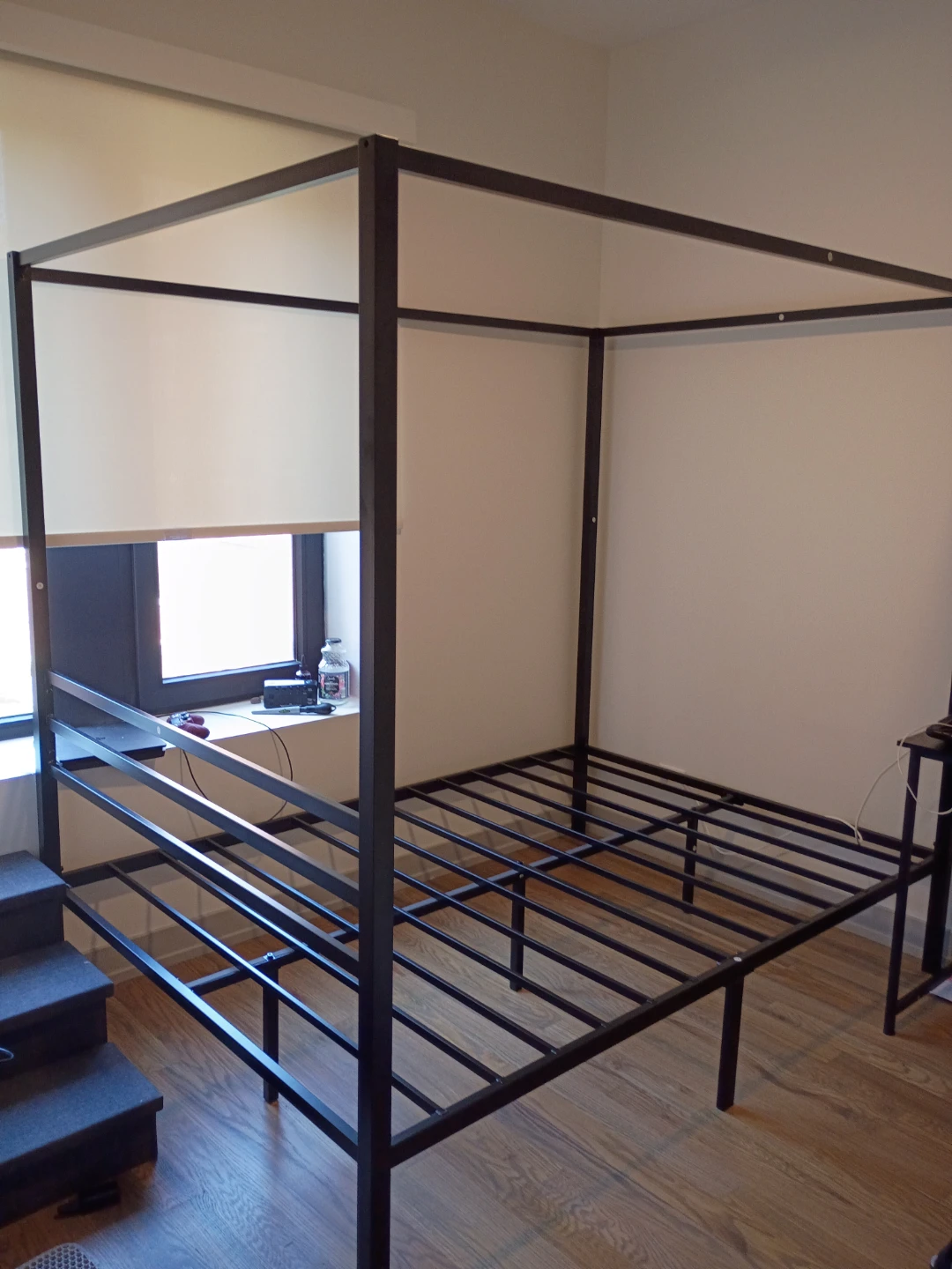 Black Metal Canopy Bed Frame - photo 4