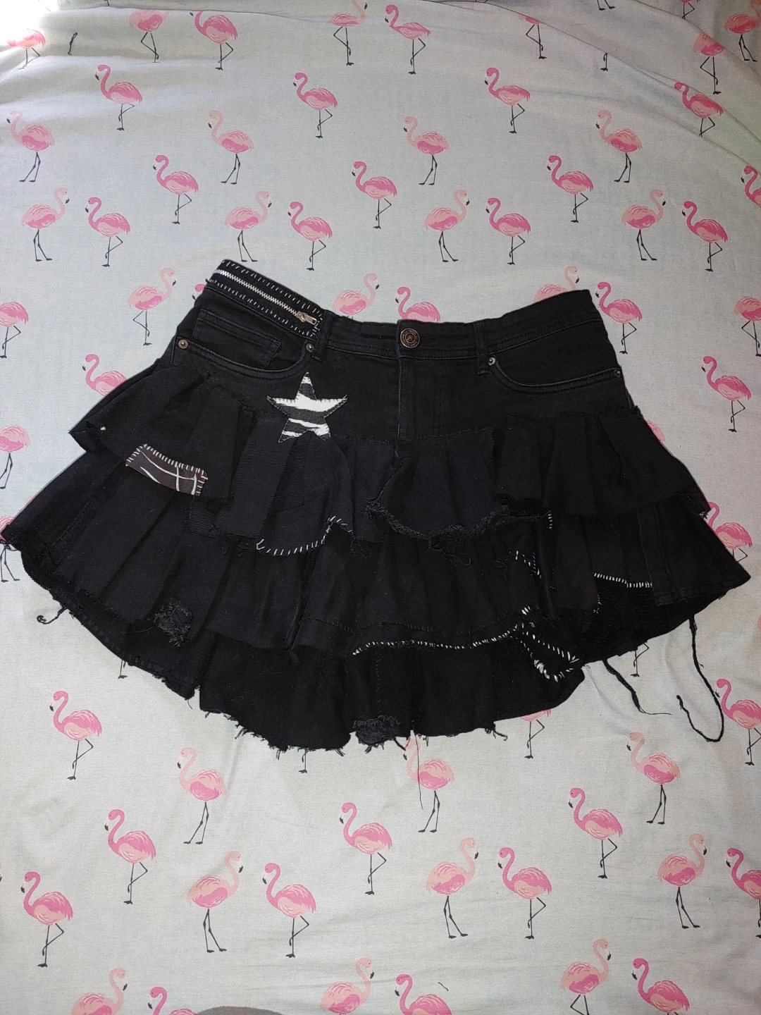 black high waist frilly skirt