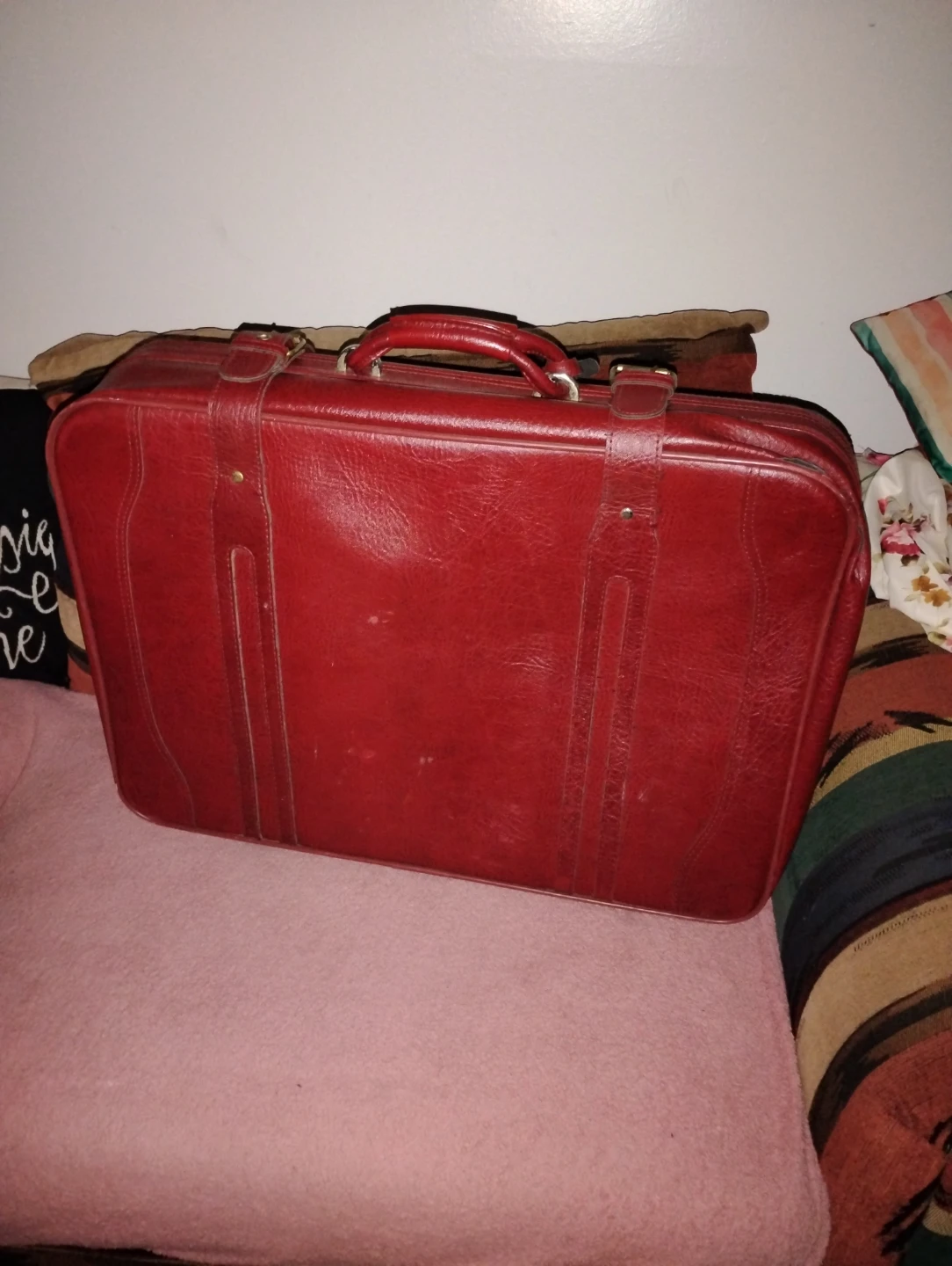 Vintage Burgundy Red Suitcase (Sears Brand)