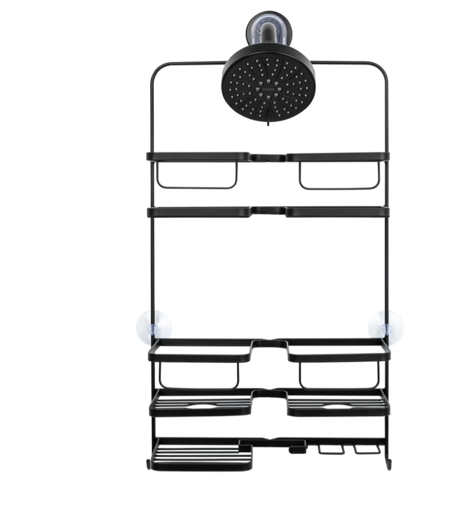 Black Metal 3-Tier Shower Caddy Storage Rack - photo 2