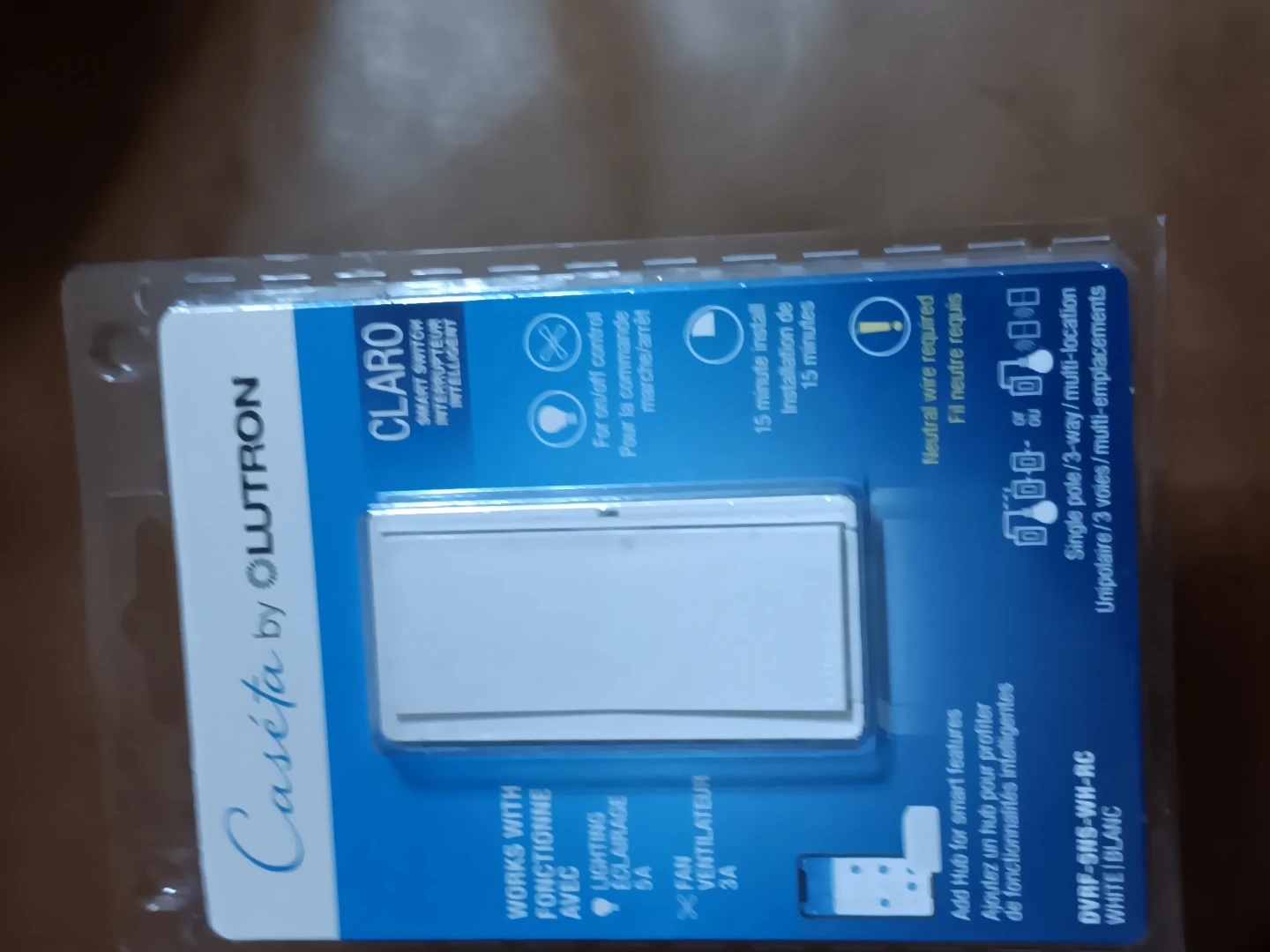 Lutron Caseta Claro Smart Switch White DVRF-SNS-WH-RC