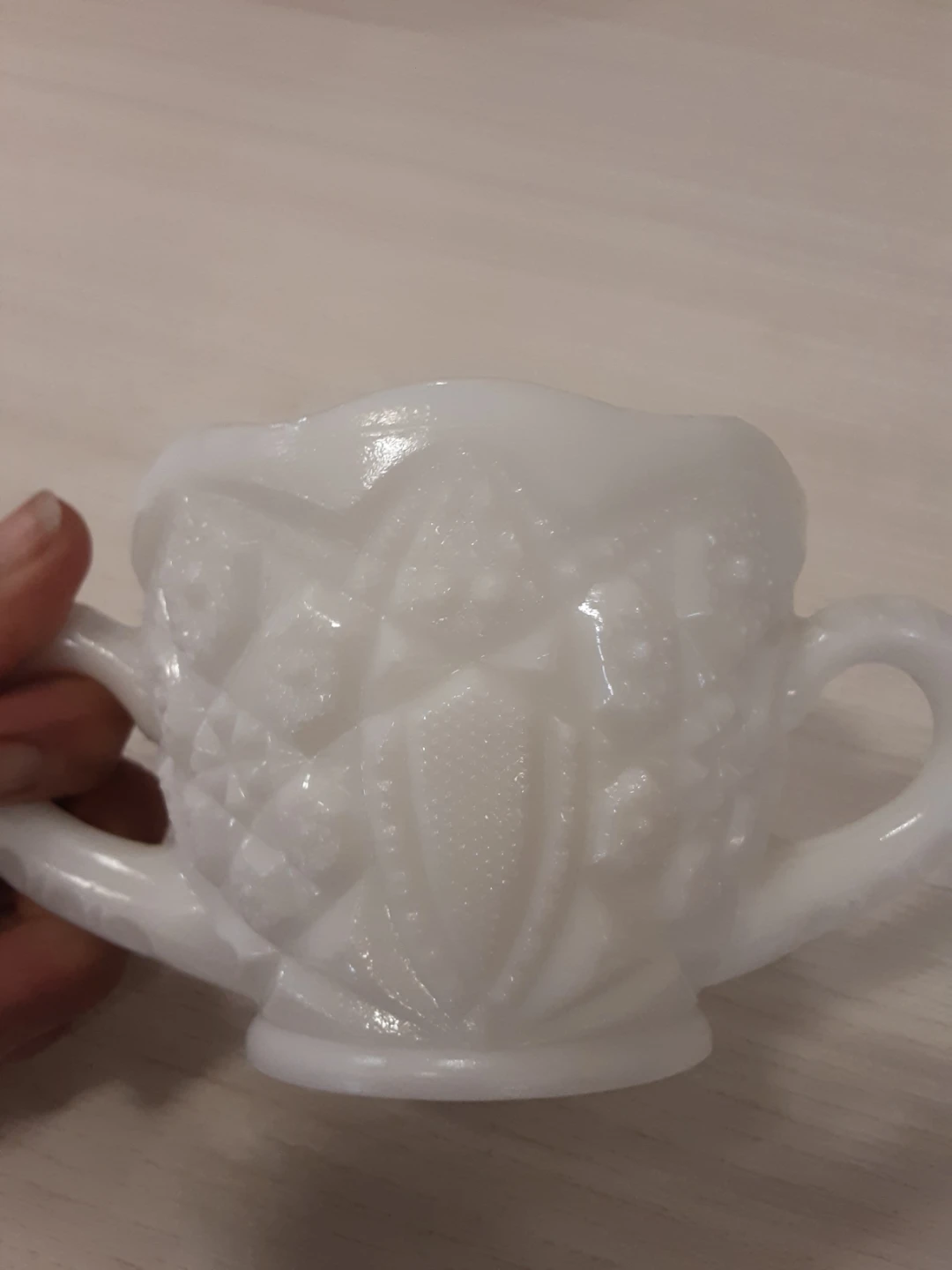 Vintage White Milk Glass Sugar Bowl
