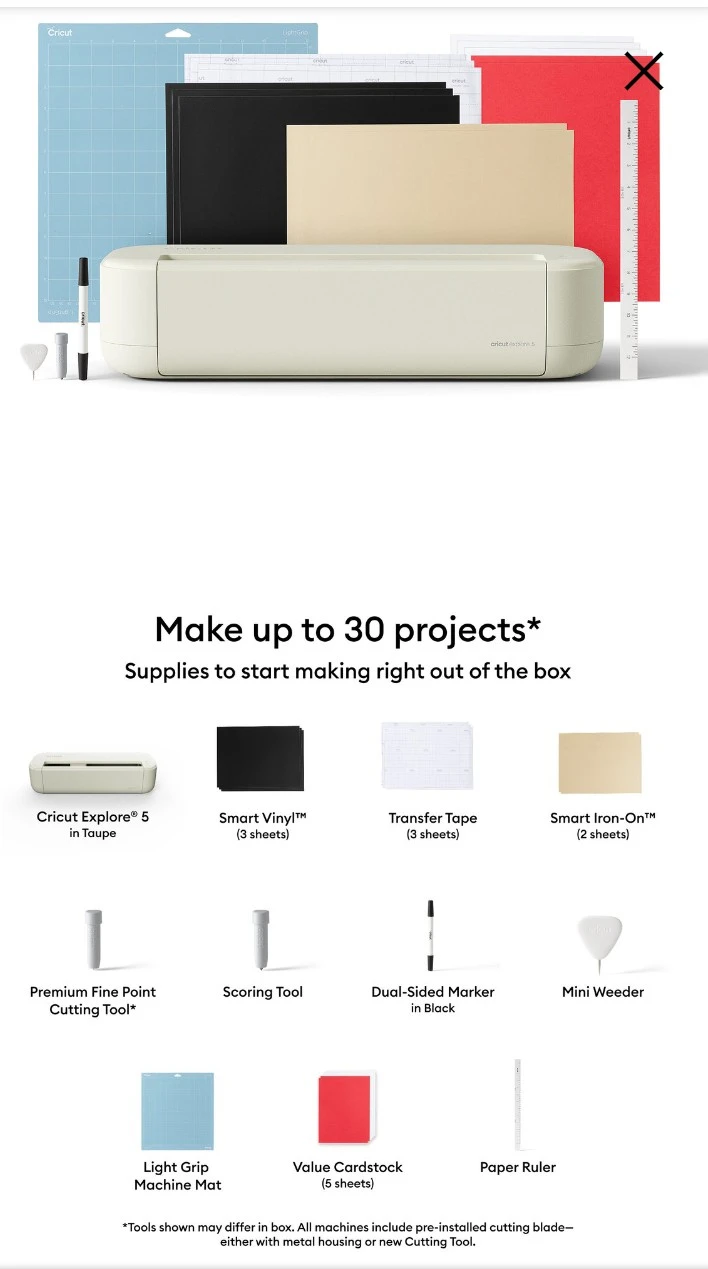 Cricut Explore 5 Cutting Machine Bundle in Taupe