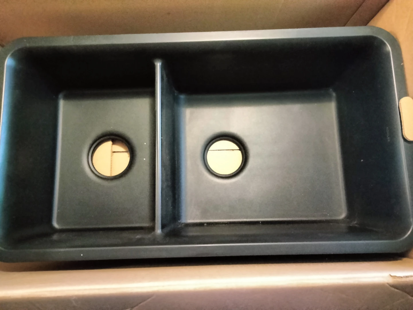Kohler Cairn Undermount Offset Kitchen Sink - Matte Black
