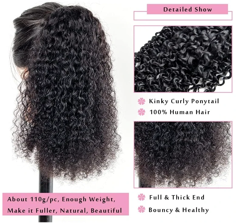 Kinky Curly Ponytail Extension - 100% Human Hair - photo 2