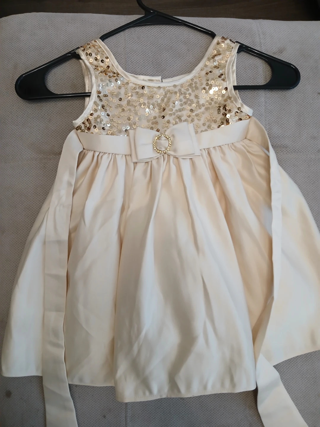 Cream Sequin Party Dress