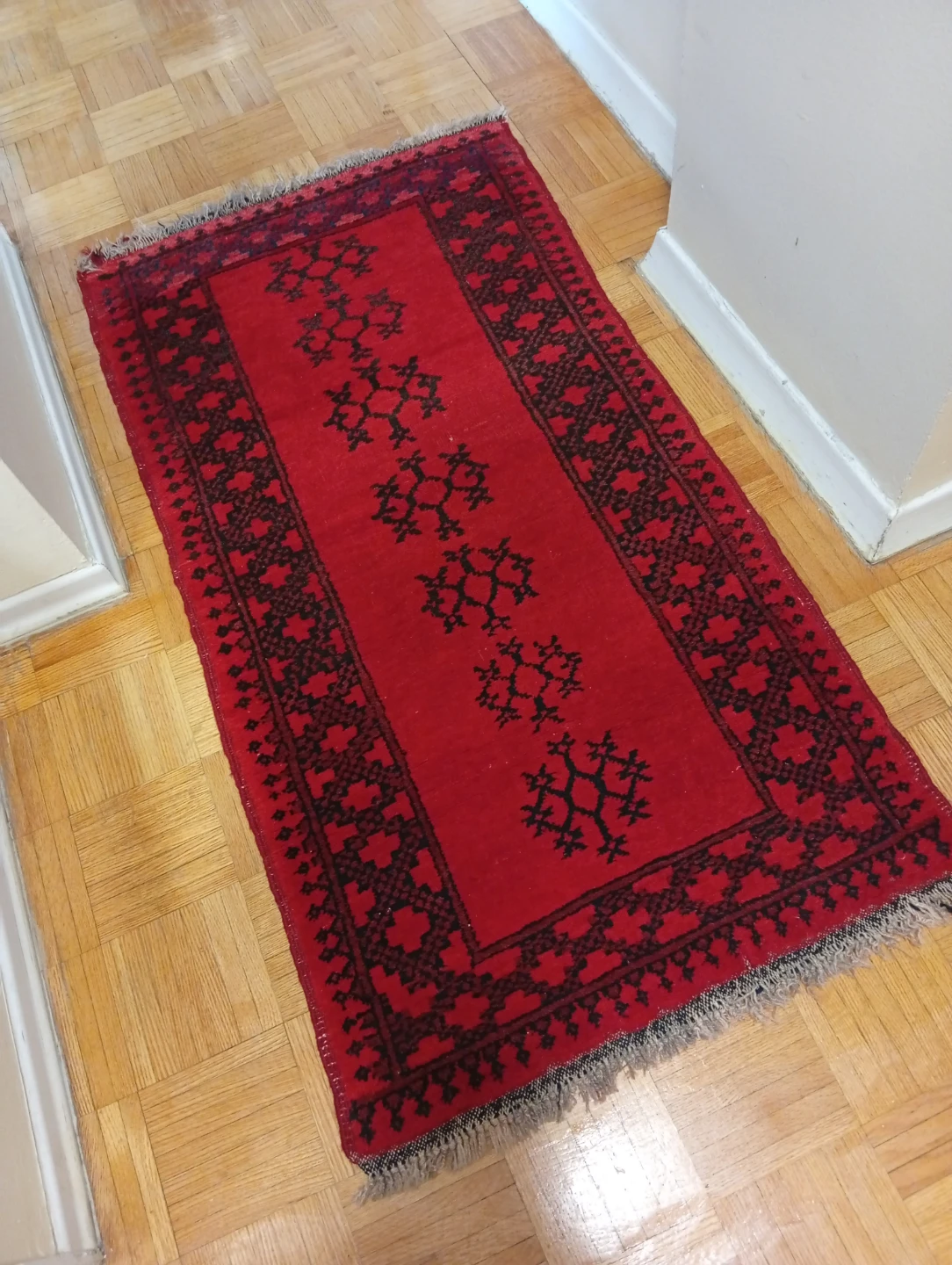 Red and Black Accent Rug wool
