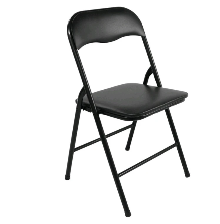 Enduro Black Padded Vinyl Folding Chair, 18 " x 17.3" x 30.7"